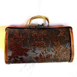 Unique Vintage Hand Carved Wooden Boho Handbag - Whimsical - Trinket Box Purse